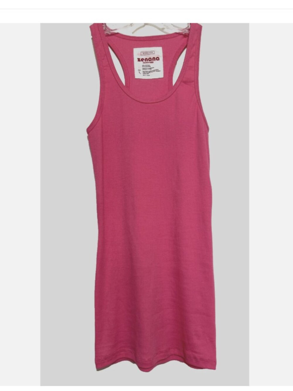 ZENANA Women's Pink Solid Knit Racerback Tank top Athletic Stretch L